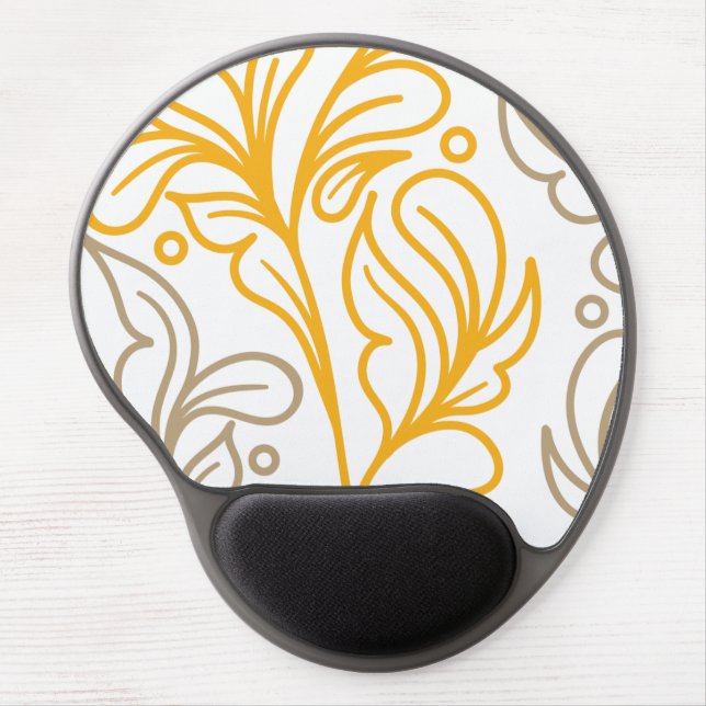 Golden Boho Leaf Design Gel Mouse Pad (Front)