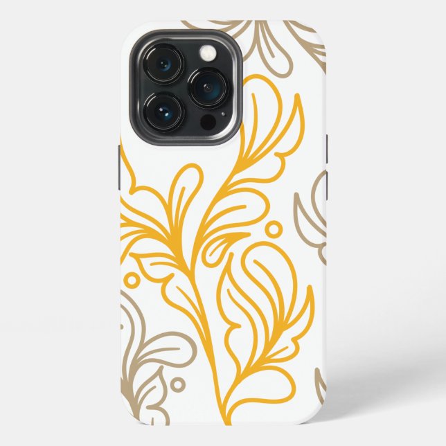 Golden Boho Leaf Design Iphone Case (Back)