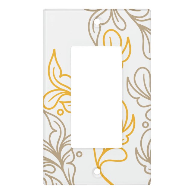 Golden Boho Leaf Design Light Switch Cover (Front)