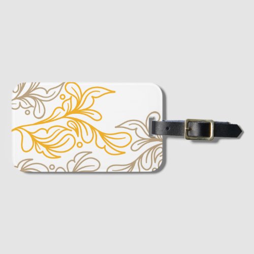 Golden Boho Leaf Design Luggage Tag