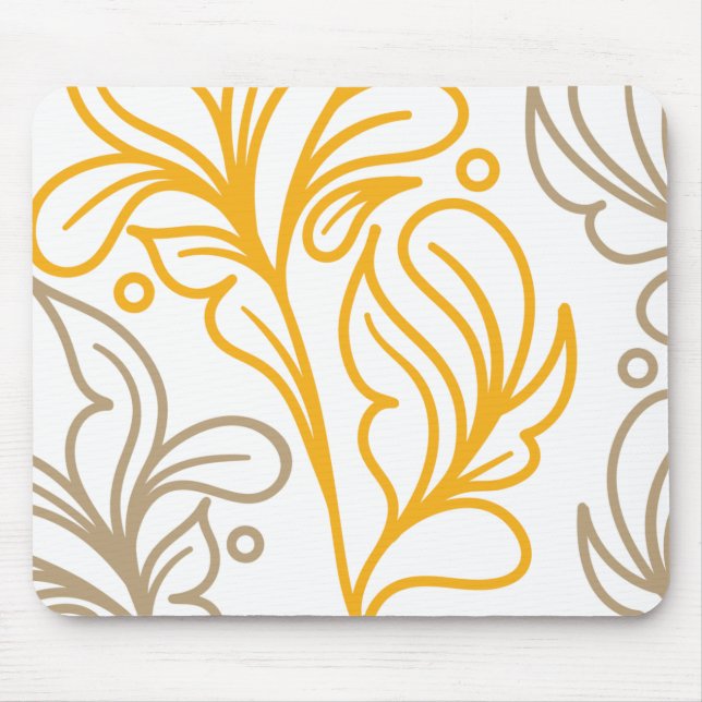 Golden Boho Leaf Design Mouse Pad (Front)