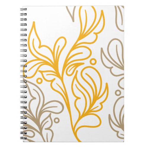 Golden Boho Leaf Design Notebook
