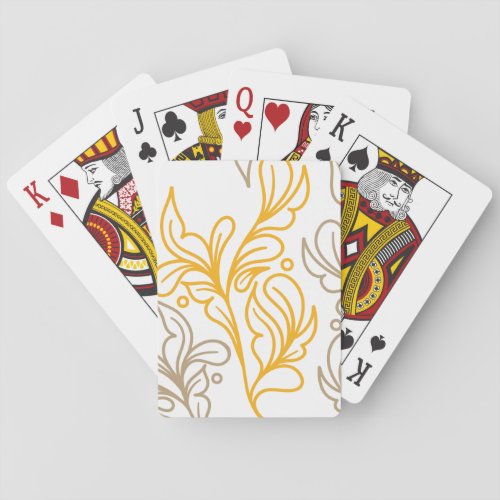 Golden Boho Leaf Design Poker Cards