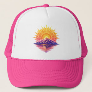 Golden Boho Mandala Sun Mountain Sunset Reflection Trucker Hat
