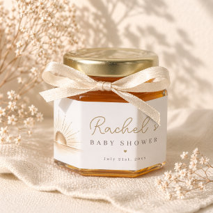 Golden Boho Sun Celebration Baby Shower Favor Honey Jar Favors
