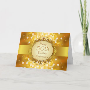 Golden Bokeh 50th Anniversary Card