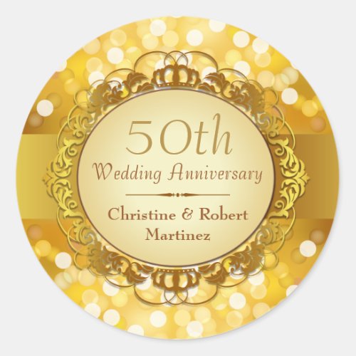 Golden Bokeh 50th Anniversary Sticker