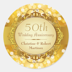 Golden Bokeh 50th Anniversary Sticker