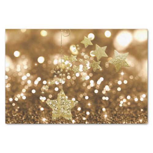 Golden Bokeh Faux Glitter  Stars Tissue Paper