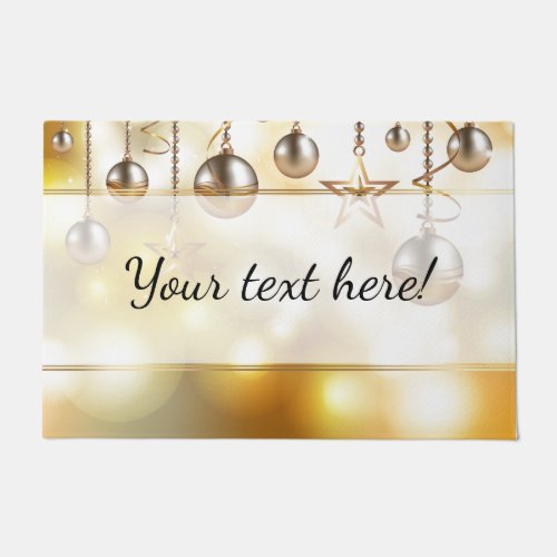 Golden Bokeh Lights Stars  Baubles  Christmas Doormat