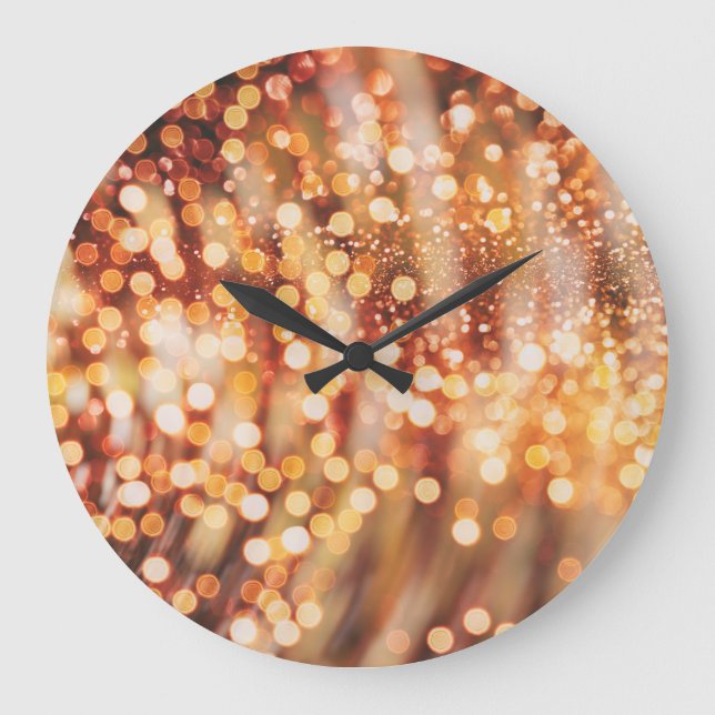 Golden Bokeh: Vintage Light Play Large Clock (Front)