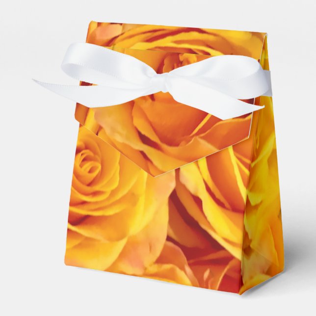 Golden Bold Roses Favor Boxes (Front Side)