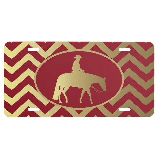 Golden/Bordeaux Pleasure Horse License Plate (Front)