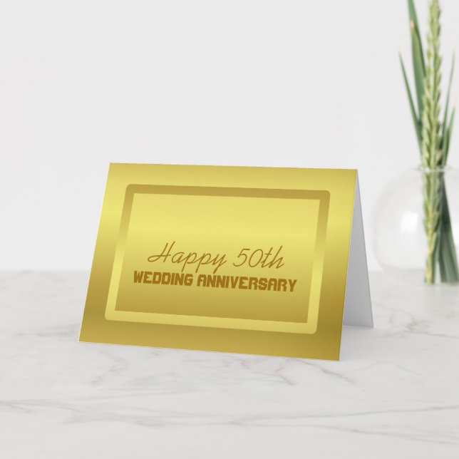 Golden Border 50th Wedding Anniversary Card (Front)