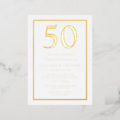 Golden Border 50th Wedding Anniversary Gold  Foil Invitation (Standing Front)
