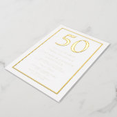 Golden Border 50th Wedding Anniversary Gold  Foil Invitation (Rotated)