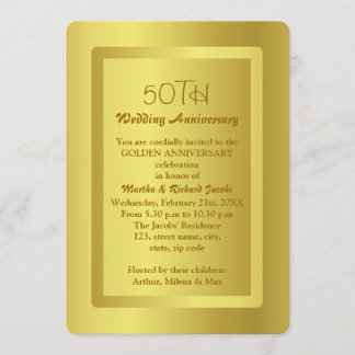 Golden Border 50th Wedding Anniversary Invitation