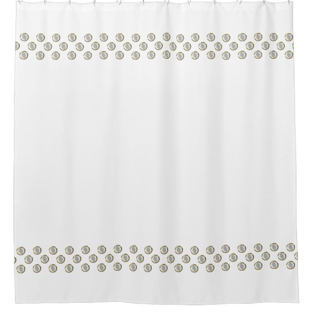 Golden Border - dots gold white + your back & idea Shower Curtain (Front)