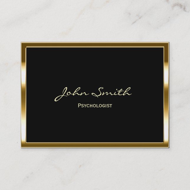 Golden Border Psychologist Business Card (Front)