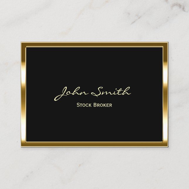 Golden Border Stock Broker Business Card (Front)