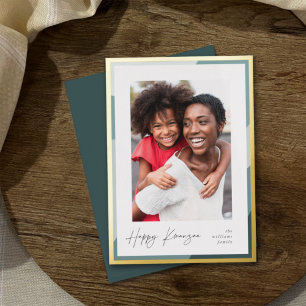 Golden Border Vertical Photo Kwanzaa Foil Holiday Card