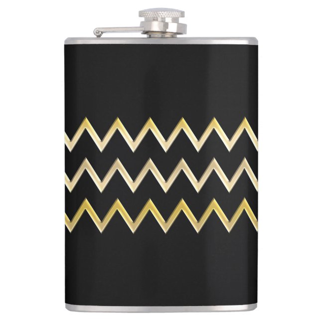 Golden Border - zigzag + your back & ideas Flask (Front)