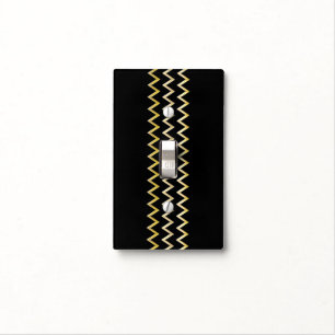 Golden Border - zigzag + your back & ideas Light Switch Cover
