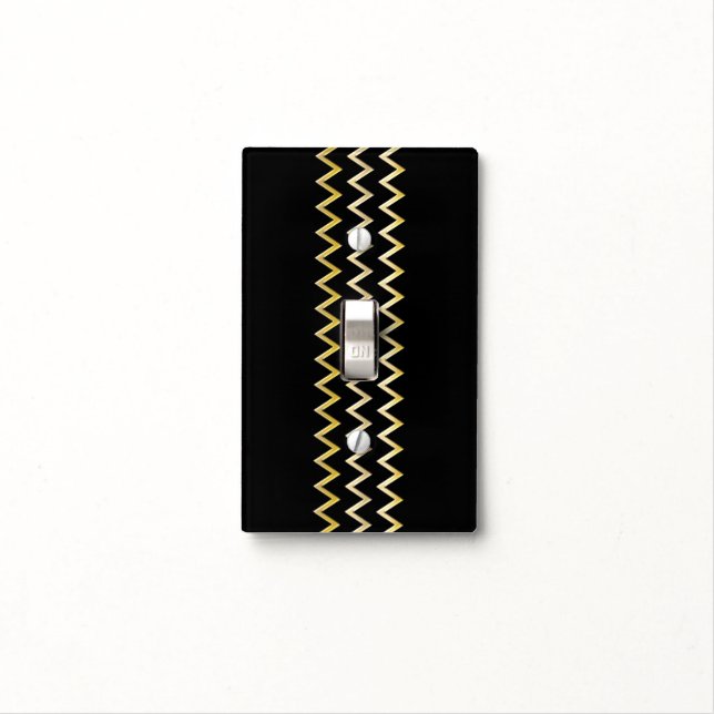 Golden Border - zigzag + your back & ideas Light Switch Cover (In Situ)
