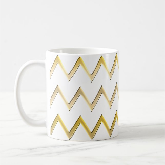 Golden Border - zigzag + your back & text Coffee Mug (Left)