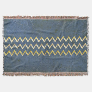 Golden Border - zigzag + your back & text Throw Blanket