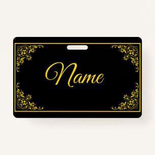 Golden Bordered And Elegant Corners Custom Badge