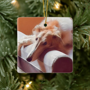 Golden Borzoi Christmas Ornament