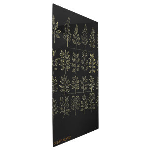 Golden Botanical Archive Grid Industrial Luxe Meta Metal Print