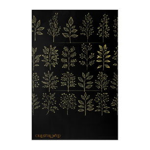 Golden Botanical Archive Grid Luxury Acrylic Art