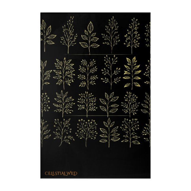 Golden Botanical Archive Grid Luxury Acrylic Art (Front)