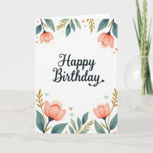 Golden Botanical Birthday Card