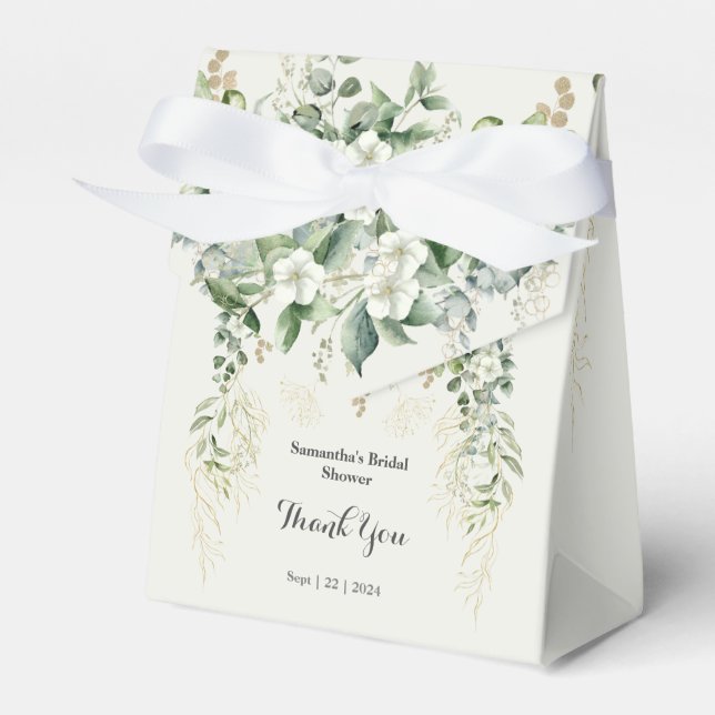 Golden Botanical Delight: Bridal Shower Favor Box (Front Side)