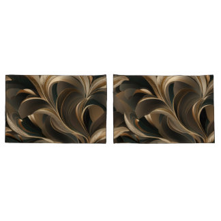 Golden Botanical Flow Elegant   Pillow Case