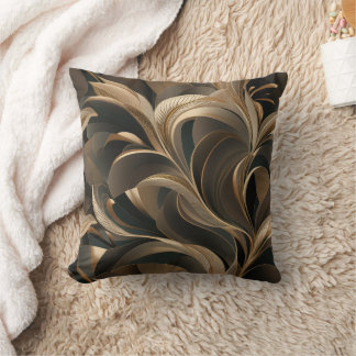 Golden Botanical Flow Elegant   Throw Pillow