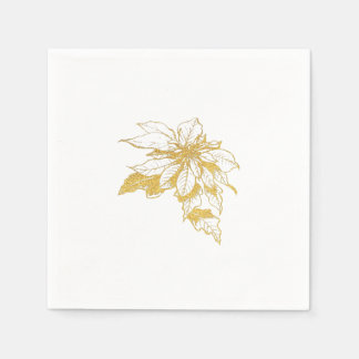 Golden Botanical Holiday Poinsettia Napkins