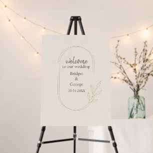 Golden Botanical minimal scandi Wedding welcome Foam Board