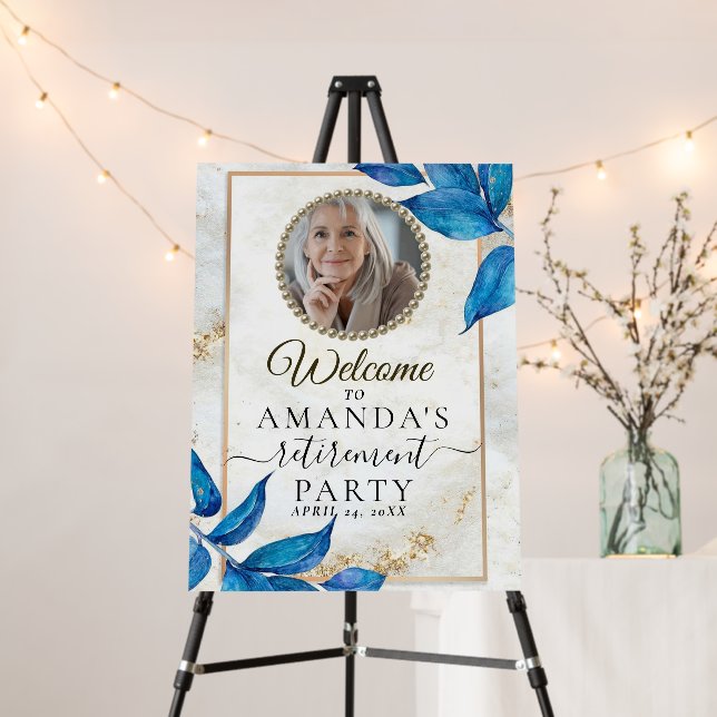 Golden Botanical Retirement Party Welcome Sign (In Situ (Stand))