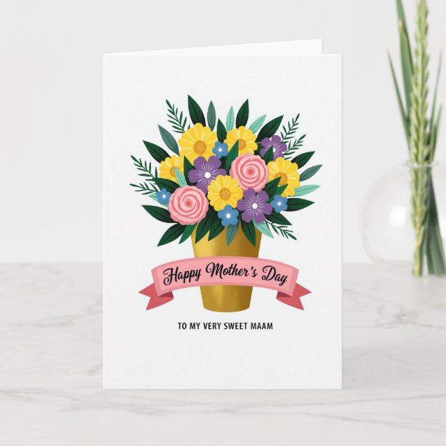 Golden Bouquet Day Card (Front)