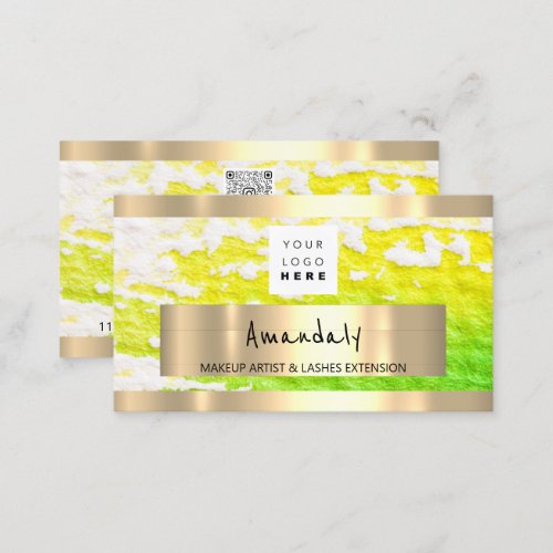 Golden Boutique Shop QR CODE Logo Green Yellow Business Card