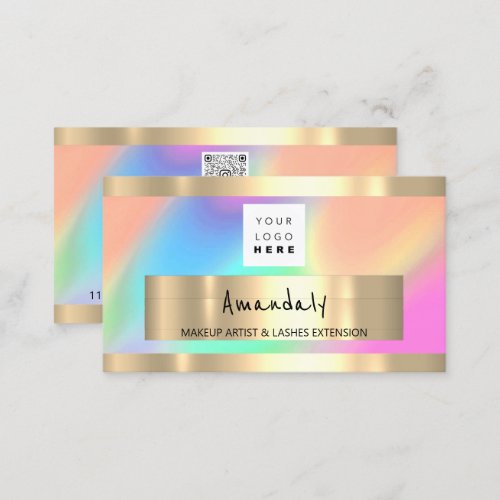 Golden Boutique Shop QR CODE Logo Holographic Business Card