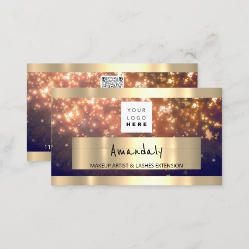 Golden Boutique Shop QR CODE Logo Starry Sky Business Card