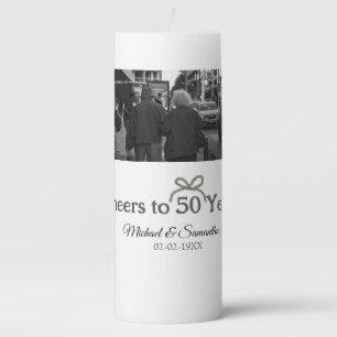 Golden bow cheers to 50 years anniversary wedding  pillar candle