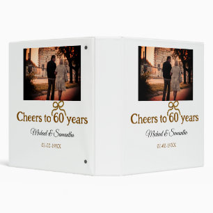 Golden bow cheers to 60 years anniversary wedding 3 ring binder