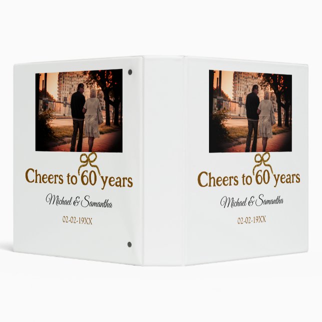 Golden bow cheers to 60 years anniversary wedding  3 ring binder (Background)