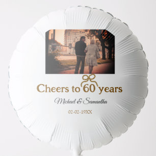 Golden bow cheers to 60 years anniversary wedding balloon